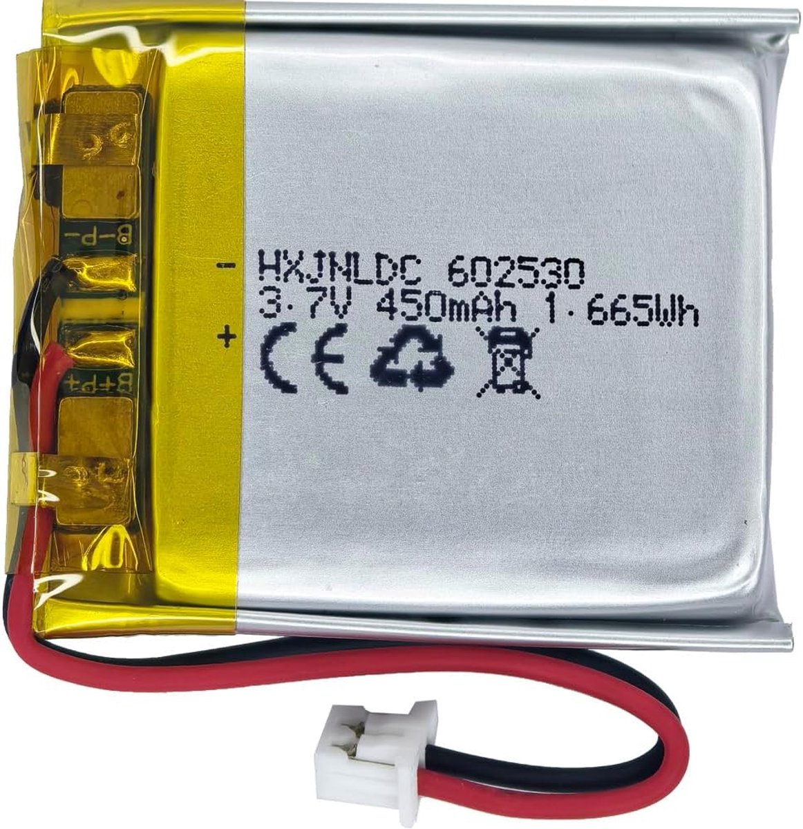 SnelShoppen - Oplaadbare Lithium Polymer Accu 3.7V 450mAh 602530 voor DIY Elektronische Producten, Geschikt voor LED Verlichting en 2-Draad Vervanging
