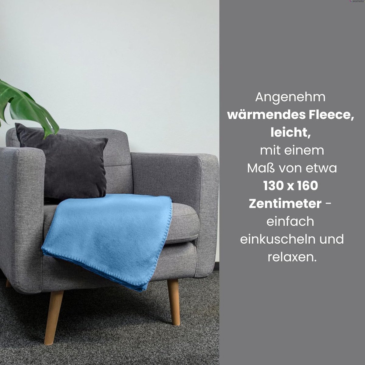 SnelShoppen - Set van 3 Polar Fleece Dekens 130x160 cm - Oeko-Tex, Antipilling, Blauw, Ideaal voor Thuis, Camping, Kinderen en Feesten