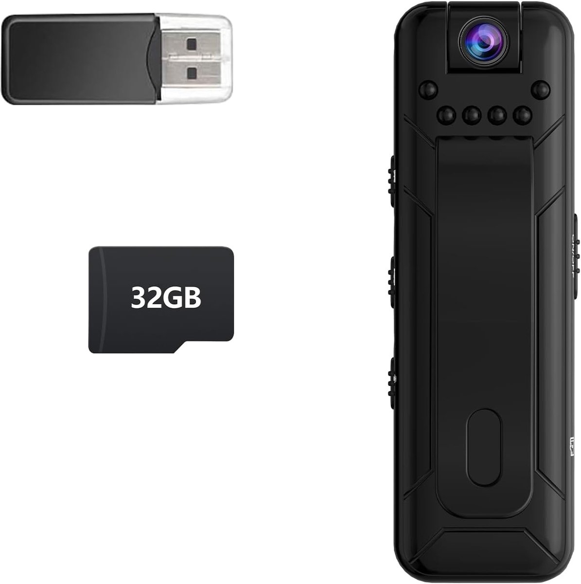 SnelShoppen - Mini Body Camera Videorecorder, Draagbare Pocketcamera, HD 180 Graden Rotatie, 32GB Geheugenkaart, Beweging Detectie, Klein Verborgen vo