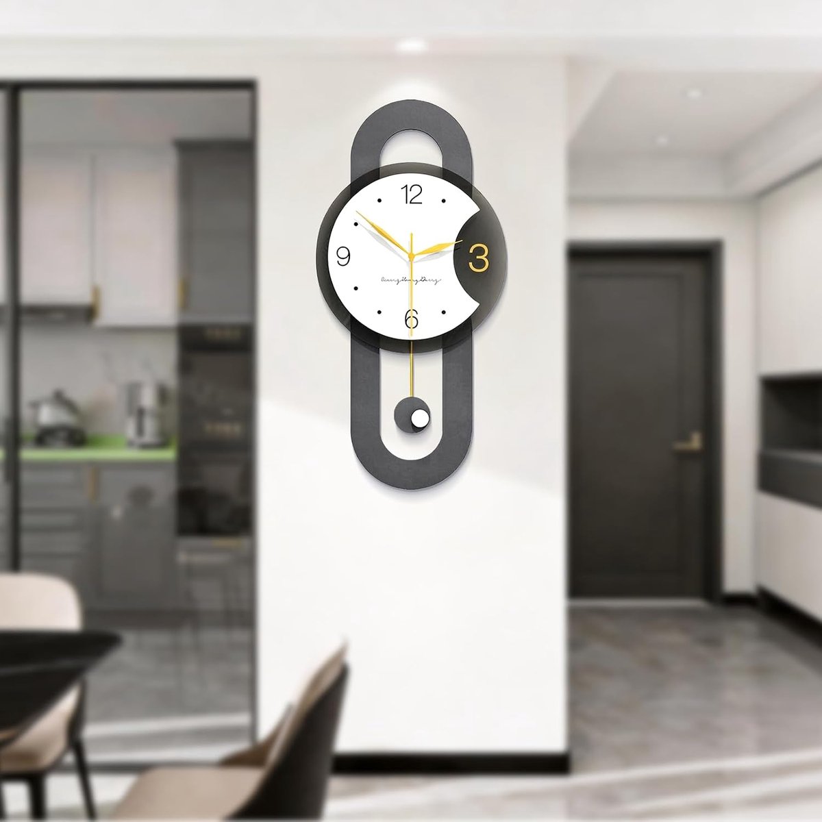 SnelShoppen - Grote Wandklok Modern 57 x 28 cm - Stille Wandklokken zonder Tikkend Geluid - Elegante Decoratie voor Woonkamer, Slaapkamer, Kantoor en