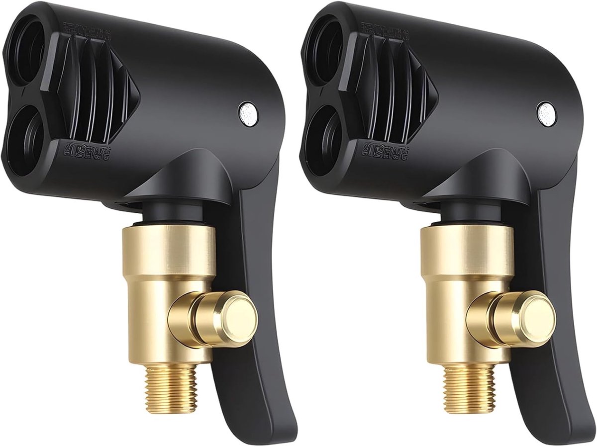 SnelShoppen - Autoventieladapter 2 stuks, hefboomstekker voor Frans ventiel, Air Chuck voor fietsventiel en bandenpomp, hoogwaardige kunststof en mess
