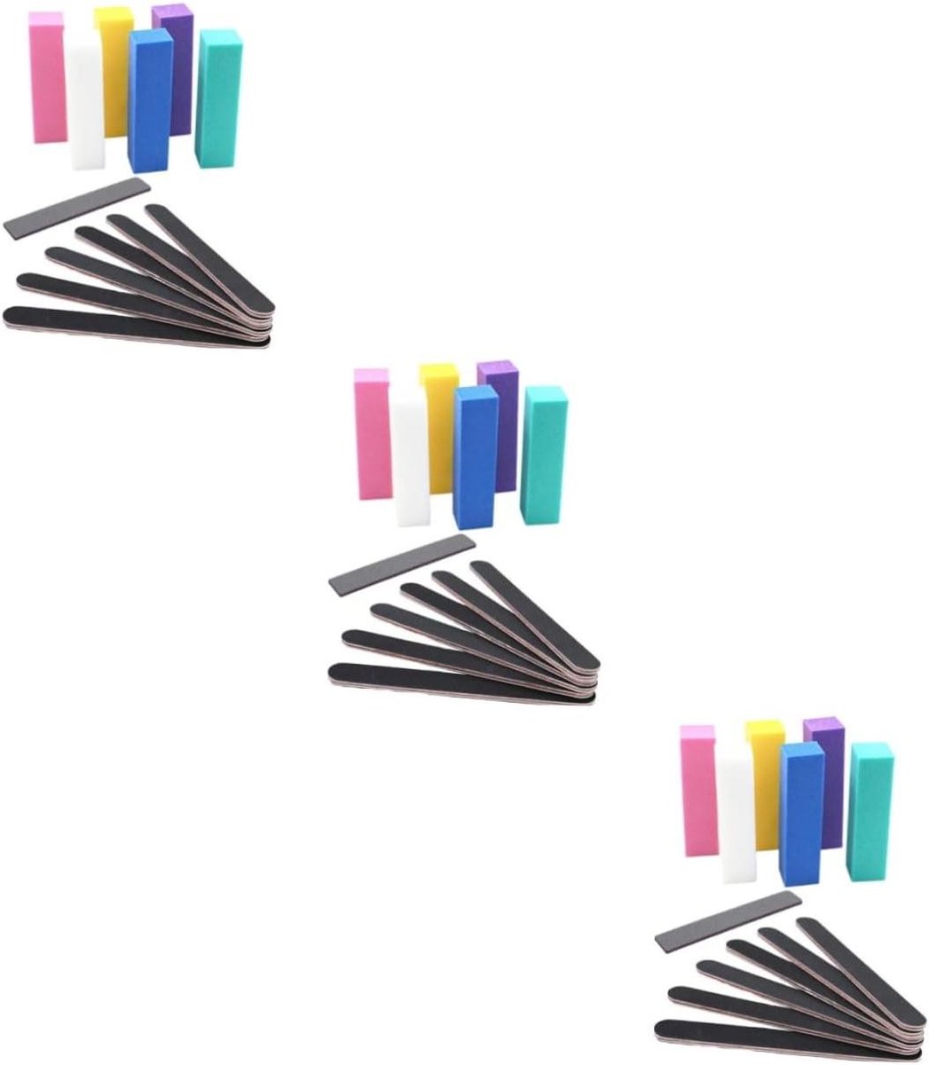 Nagelvijlen Set - Nagelvijl Buffer - Manicure Thuis - Diverse Ruwheid - 17.8 cm - Diverse Kleuren