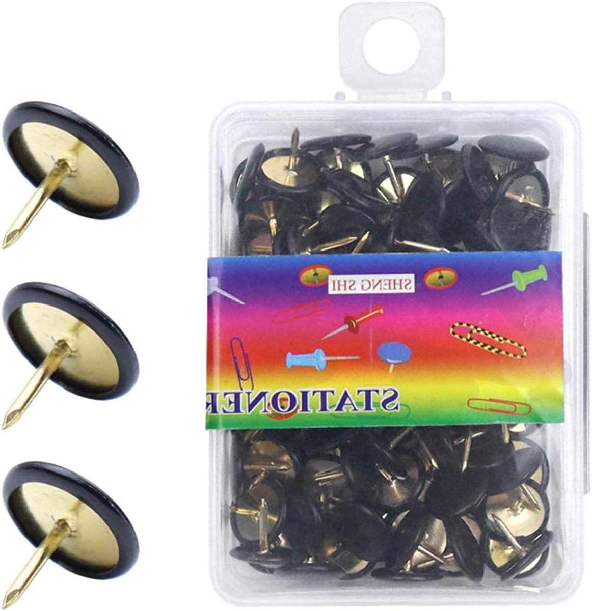 Platte Punaises - Metalen Prikkers - Documenten Bevestigen - Roestvrij Staal - 200 stuks - Gemengde Kleuren