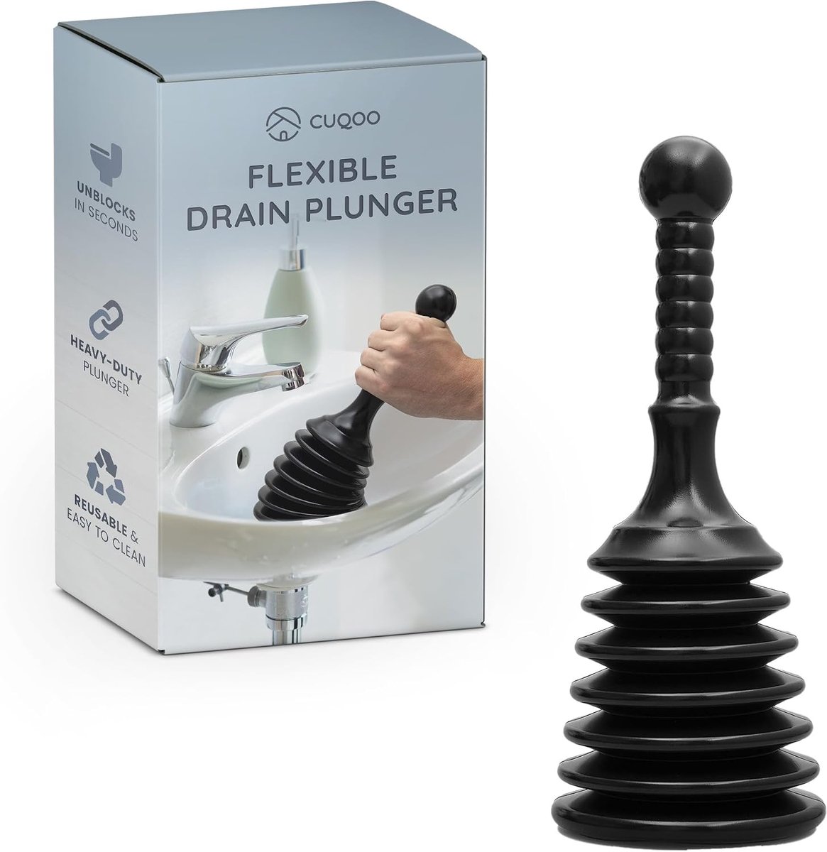 CUQOO Spoelbak Plunjer Ontstopper - Toilet & Douche Afvoerzuiger Heavy Duty - ShopVlot