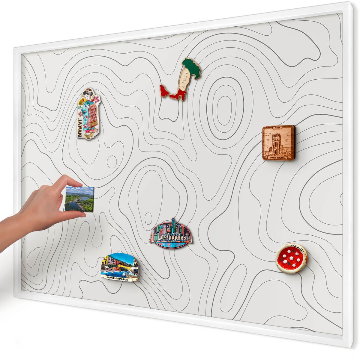 Artprintcave Wit Magneetbord mit Witte Lijst - 100x70 cm - Geometrische Elegantie Memobord Keuken - Geometrische Magneetbord Voor Keuken - Geometrische