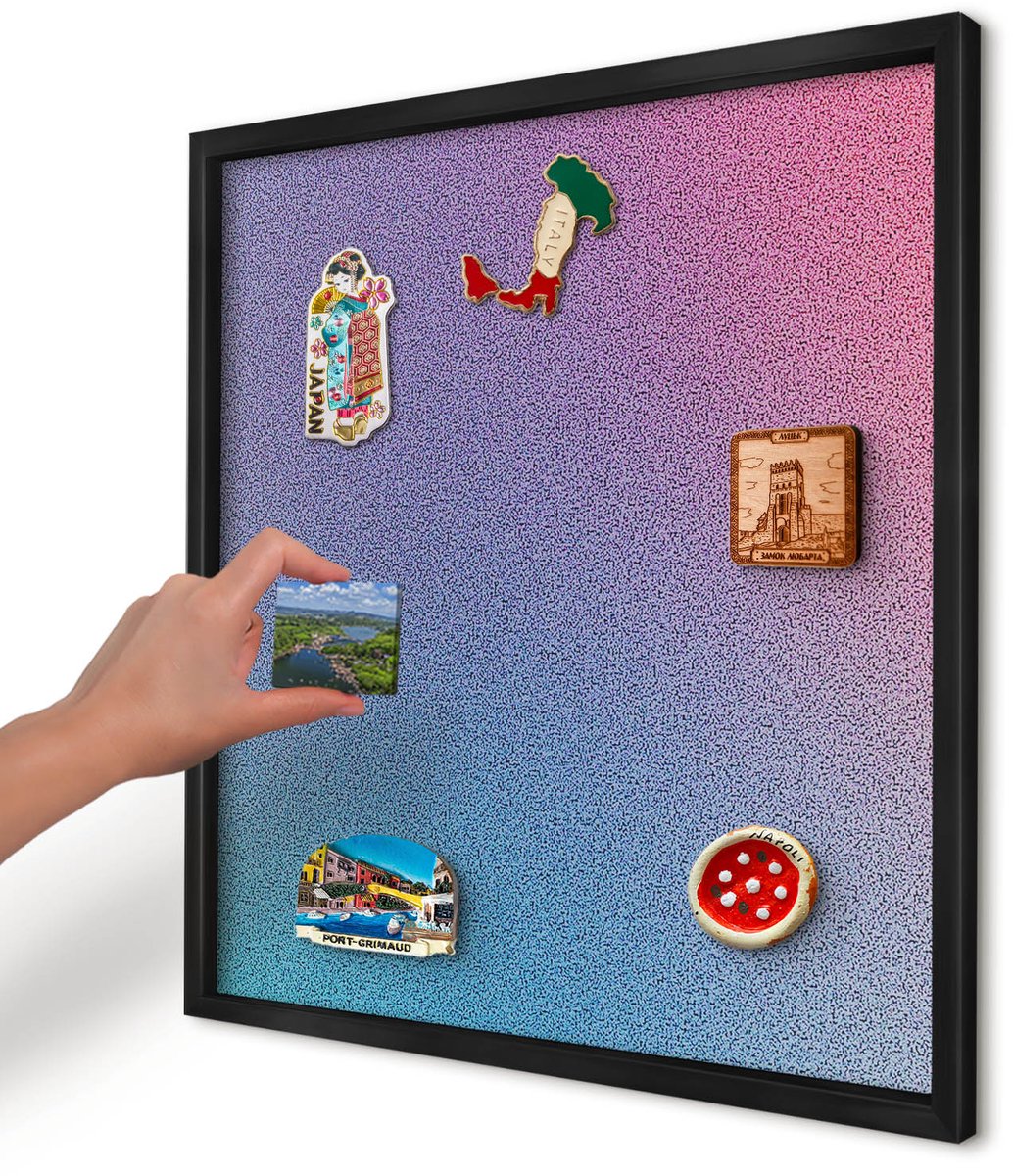 Artprintcave Paars Magneetbord mit Zwart Frame - 50x50 cm - Kleurrijk Verloop Wandbord Magnetisch - Abstract Magnetische Organizer - Abstractie