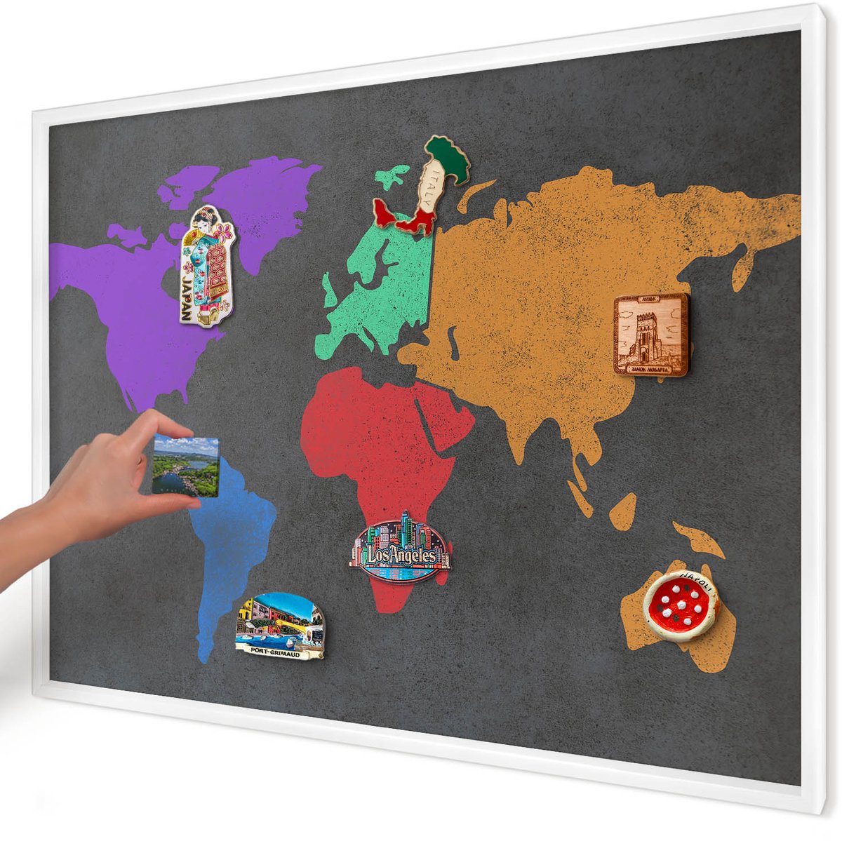 Artprintcave Zwart Magneetbord mit Witte Lijst - 100x70 cm - Kleurenkaart Notitiebord - Modern Memobord Keuken - Kaarten