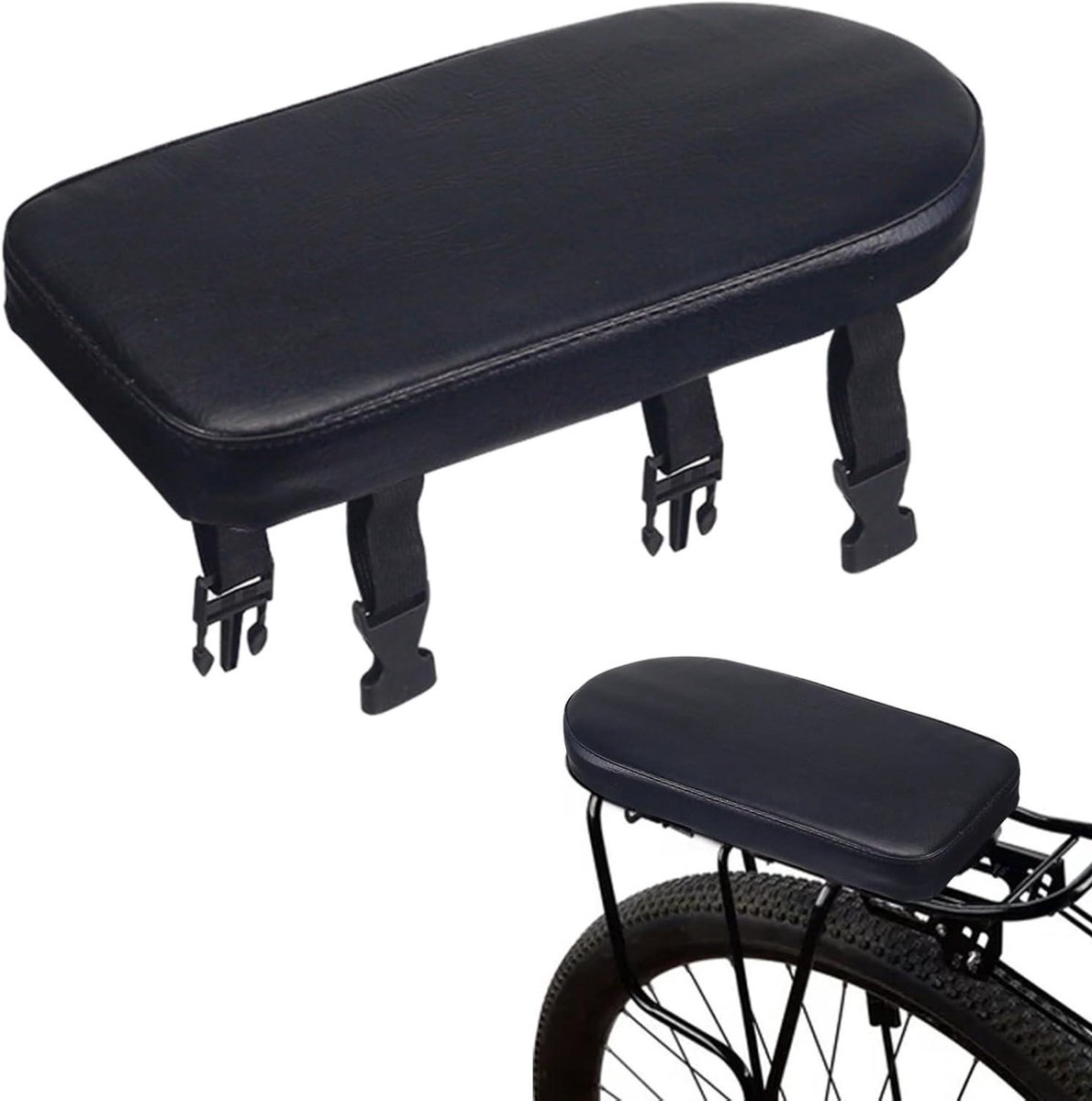 Fiets Zitkussen - Fietszadel Kussen - Comfortabel Fietsen - Extra Dik Schuim - 30 x 15 cm - Zwart