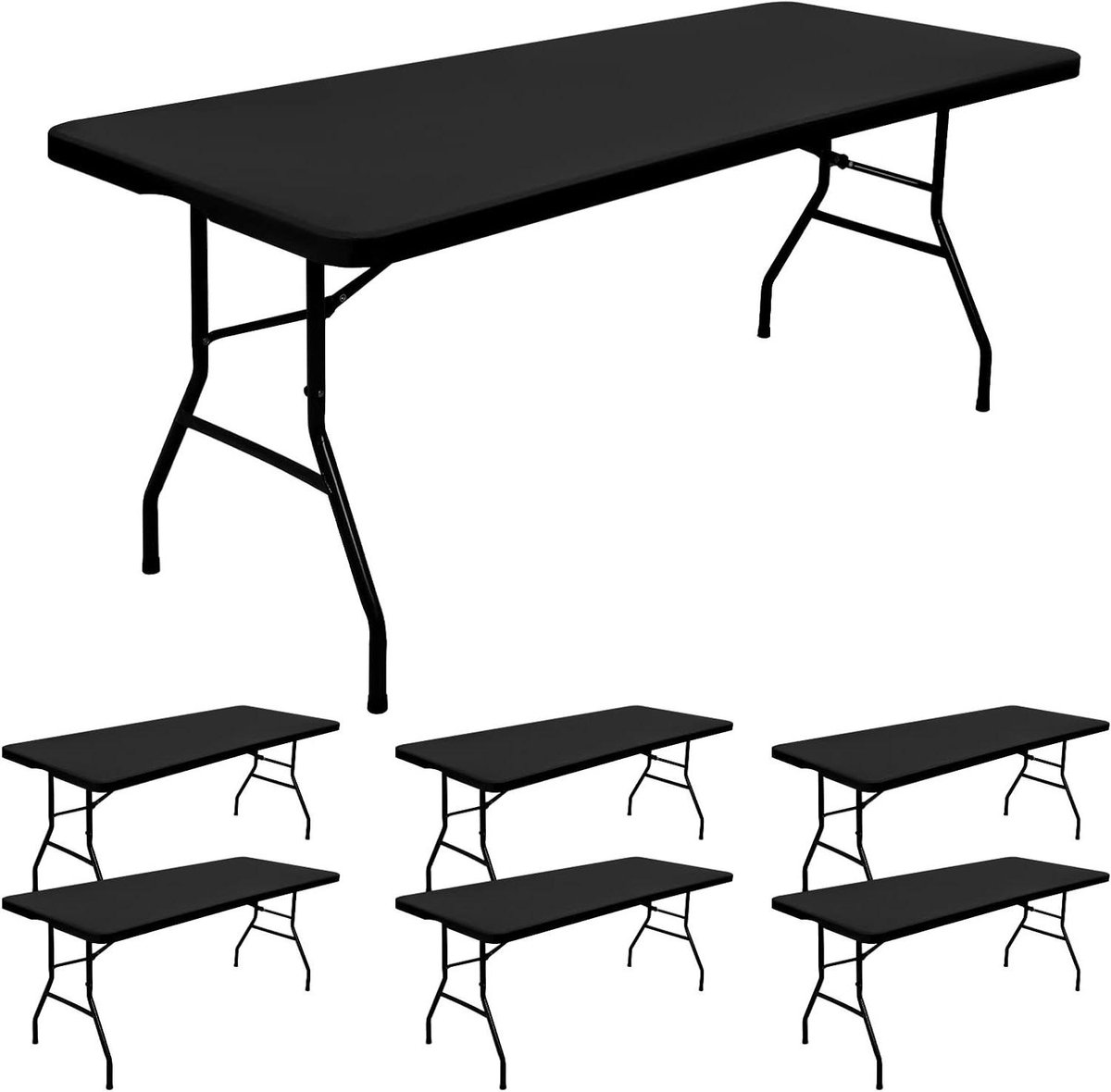 Tafelhoezen Rechthoekig - Elastische Tafelkleden - Feestelijke Decoratie - Waterafstotend Stof - 244 cm - Zwart