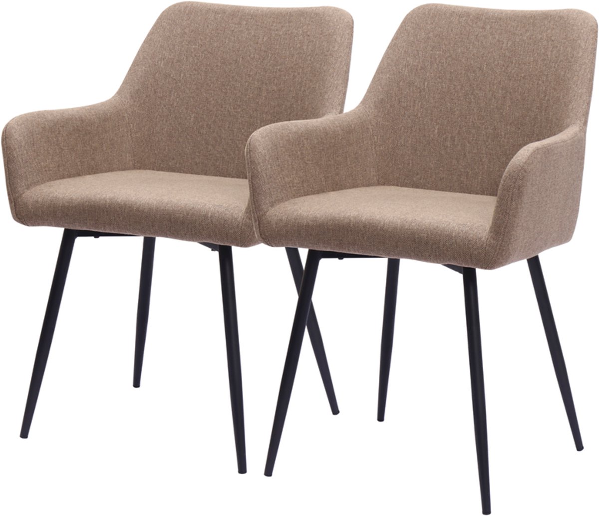 Pugsdrly Klassieke eetkamerstoelen met brede zitting, hoge armleuningen en metalen poten | comfortset van 2