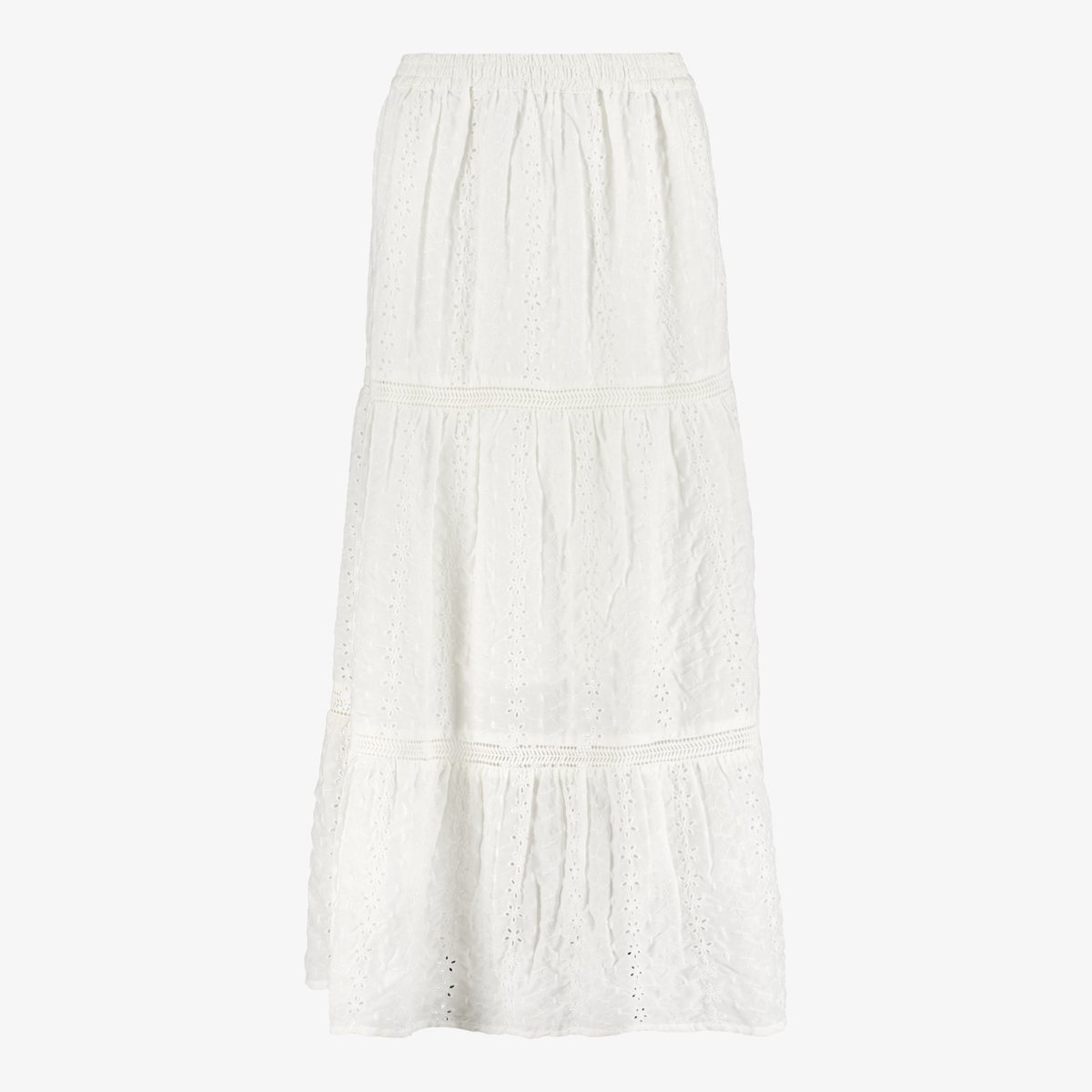 TwoDay dames lange witte rok met broderie - Maat M