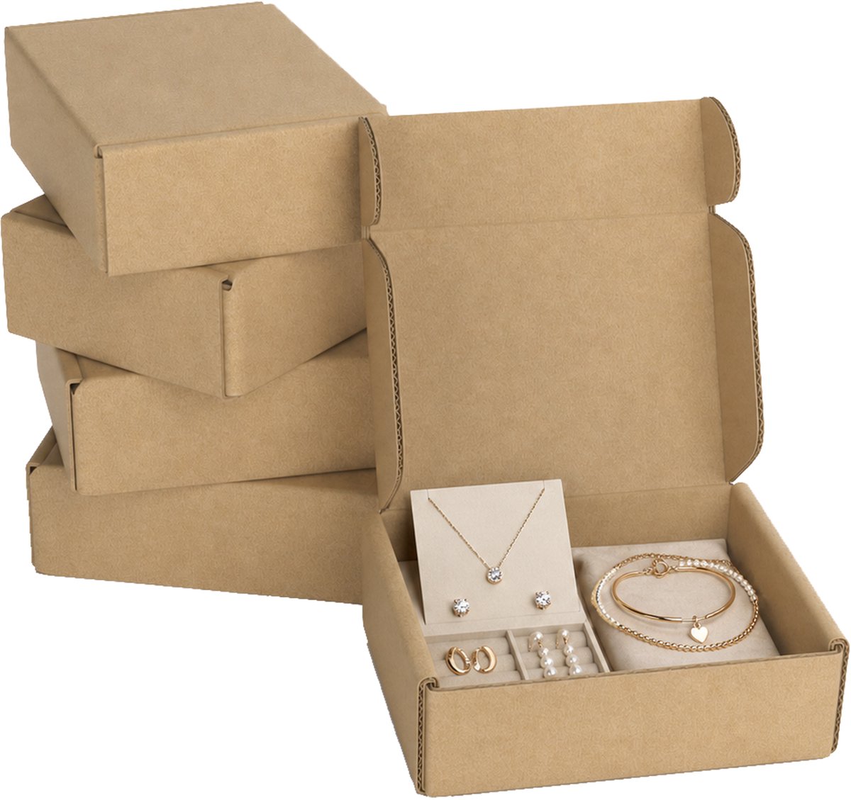 Froadp Verpakking van 100 verpakkingsdozen, opvouwbare kartonnen dozen en transportdozen, eenvoudig op te vouwen, stevige constructie, geschikt voor transport, verhuizingen, opslag en cadeauverpakkingen. Grote brieven - bruin - 15 x 10 x 4 cm