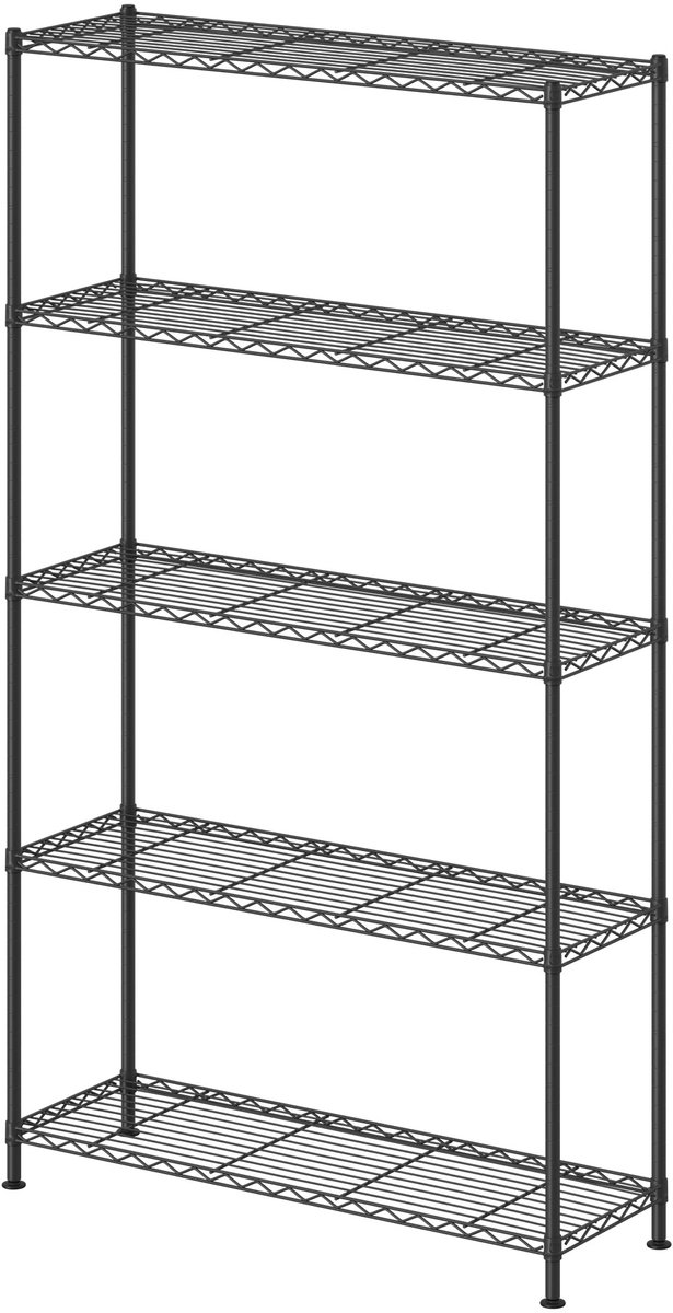 Vrijstaande metalen plank - Verstelbare planken - 5-laags opbergrek voor de garage - 30 x 90 x 161 cm - Zwart