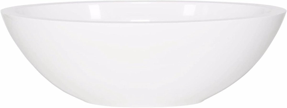 Ovale Waskom - Wastafel Opbouw - Badkamer Inrichten - Mineraalmarmer - 50x35x16 cm - Wit