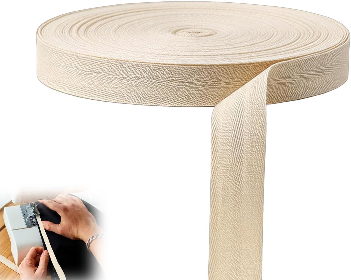 100 meter katoenen tape, 20 mm naadband, ideaal voor DIY-projecten, handwerken, naaien en cadeauverpakking
