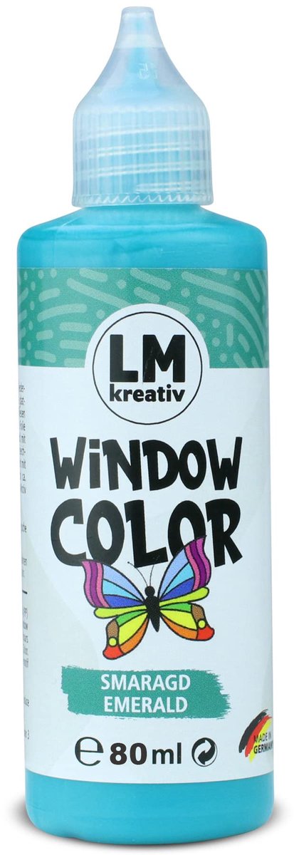 LM-Kreativ Window Color raamverf - Smaragd - 80 ml - op waterbasis en niet toxisch