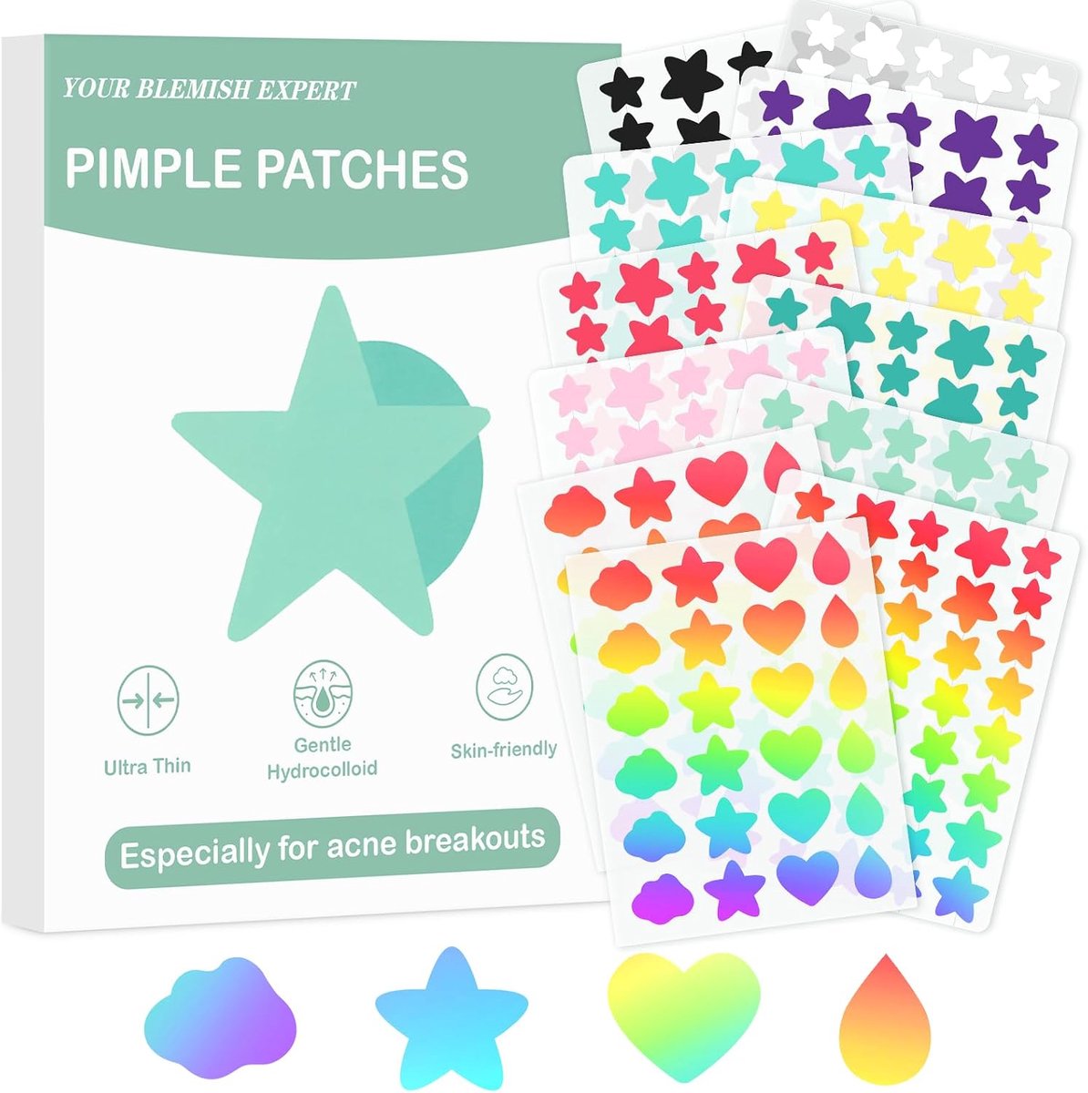 448 Pcs Star Pimple Patches, Hydrocolloid Patch for Face | Acne Patch Absorbent & Breathable, Anti Blemish Star Stickers for Skin Care