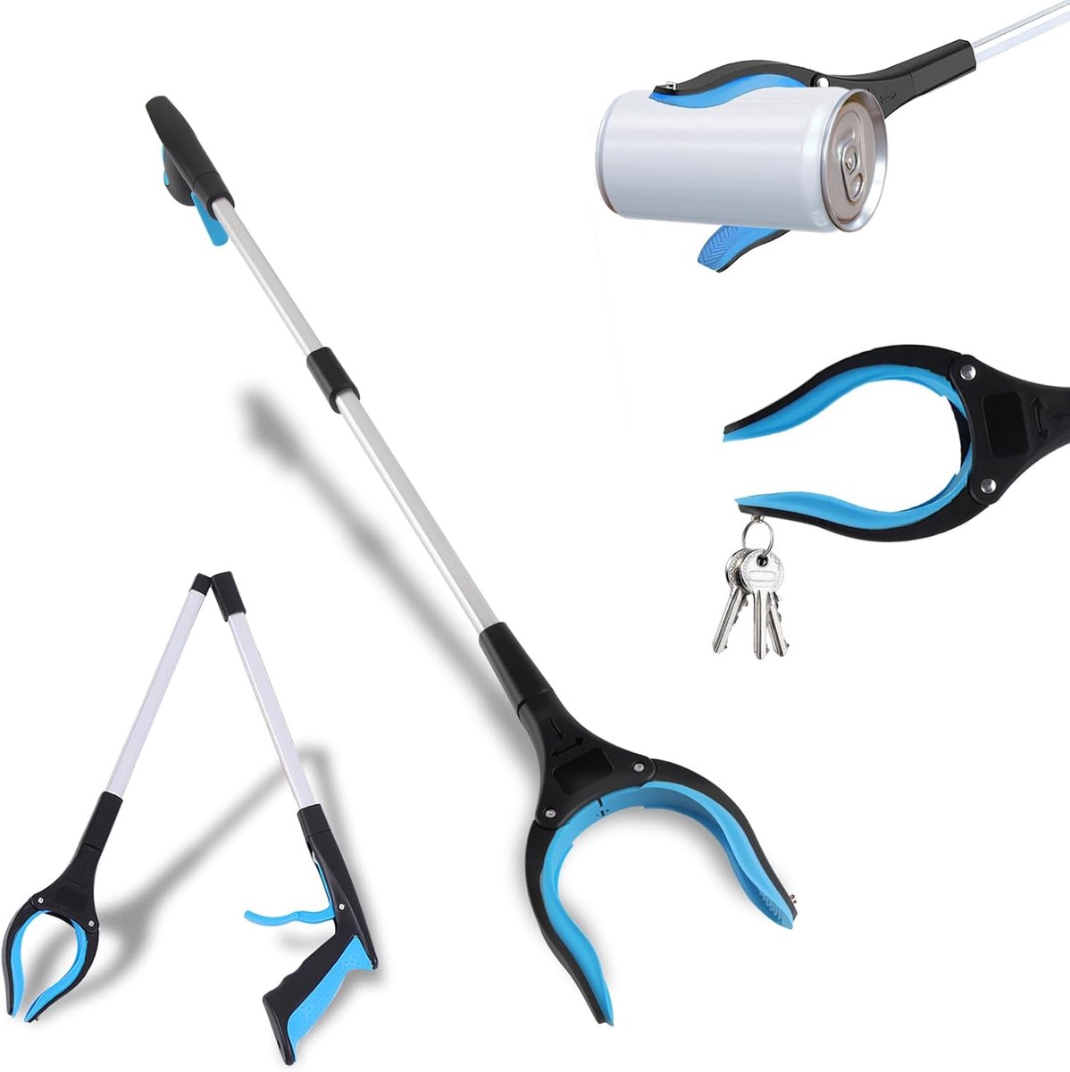 Grijptang voor senioren, 83 cm, grijptang met magneetpunten en 90° draaibare kop, vuilnistang met ergonomische handgreep, tuin en huishouden, handgrijper voor senioren en kinderen