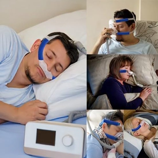 6 stuks CPAP-benodigdheden, CPAP-comfortkussentjes, CPAP-maskerriemhoezen, CPAP-maskervoeringen, CPAP-hoofddeksels, blauw — afbeelding 3