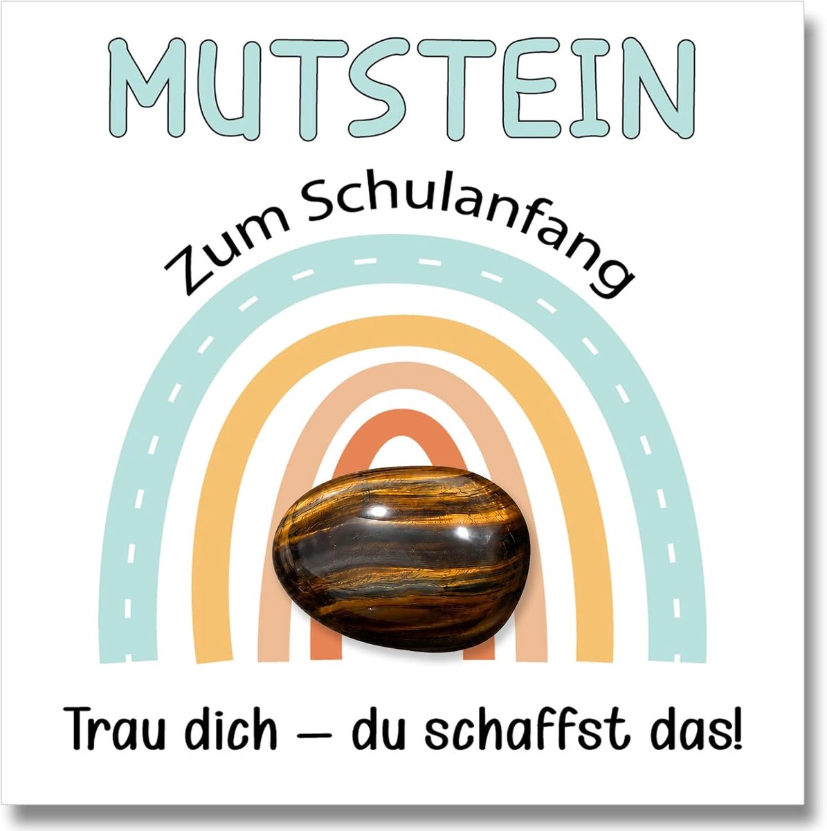 Mutstein tijgeroog gelukssteen geschenken voor de eerste schooldag | Naturstein Mutmacher Schulkind 2026 Schoolzak vulling jongens meisjes