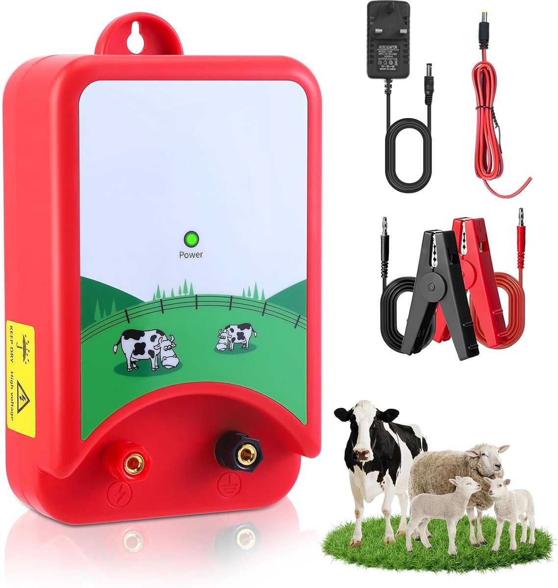 hek-oplader, wilgenafrastering 12 V, elektrisch wilgenhek 2J, 10 km bereik, elektrisch hek voor runderen, schapen, boerderijen, huisdieren, gevogelte, huisweide, tuinen