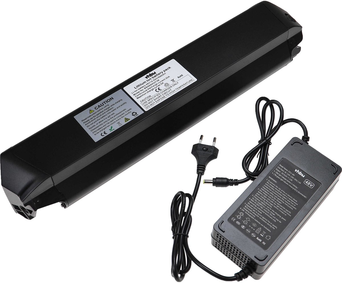 vhbw-accu compatibel met Fitifito-mountainbike MT27, stadsfiets CT28, fatbike FT26 e-bike (14,5 Ah, 48 V, Li-ion, incl. oplader) - zwart