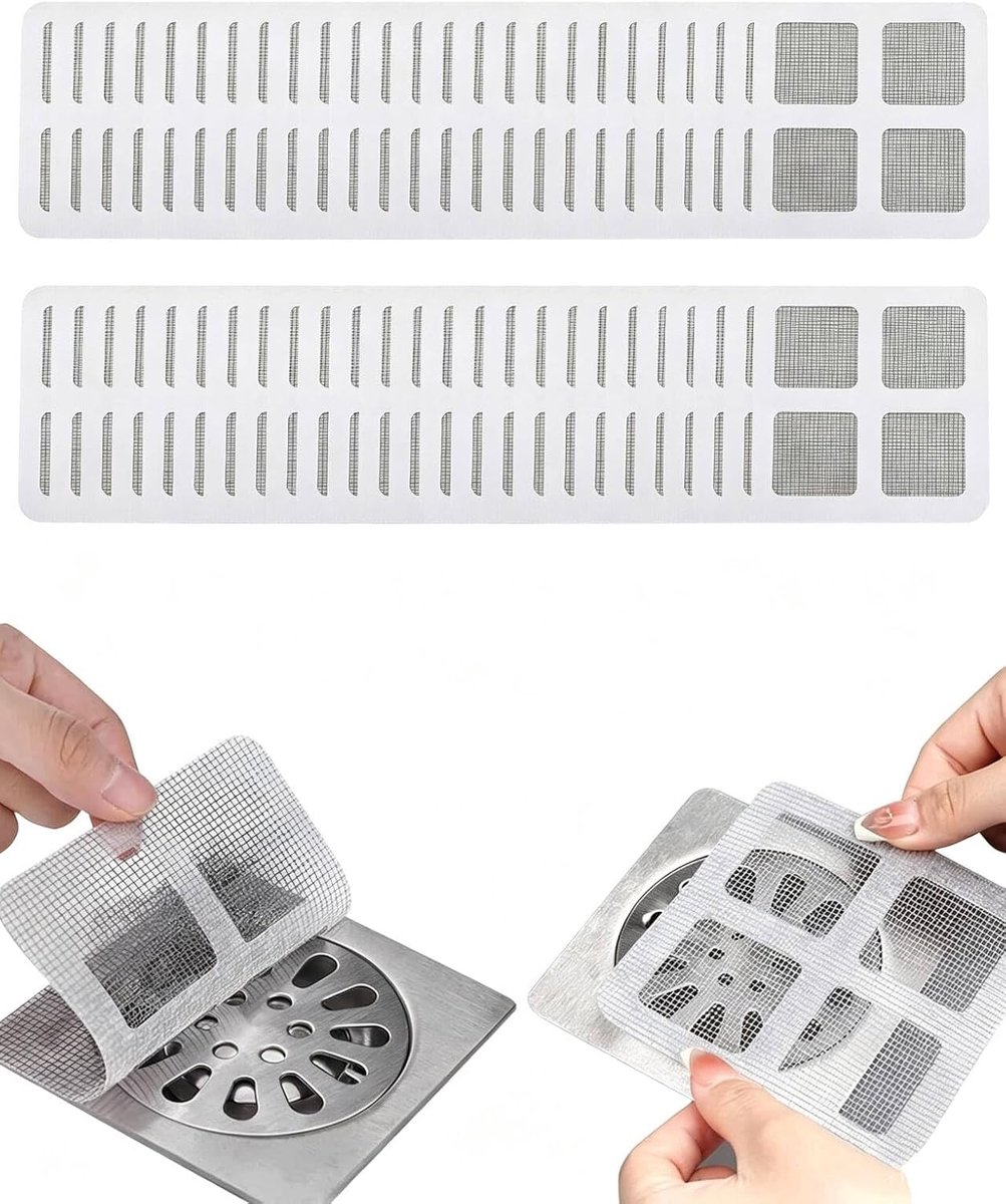 50 Stück Afvoer Haarfänger Einweg Douchabstroom Mesh Sticker Platz Boden Afvoer Filter Zeef voor Douche Bad Wasbekken Feine Mesh Netz Haarfang Dekking Verstoppingen Verhinderen