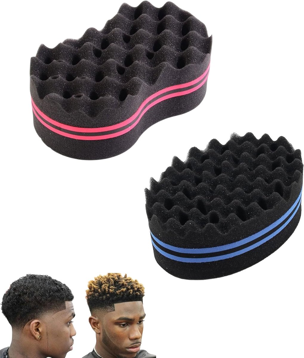2 Stück Schwamm Haar Twist – Haarkruller, Magic Curl Schwamm Große Löcher, voor Dreadlocks Curl Coil Wave Doppelseitiges Haar Twist Sponge Magic Hair Braider