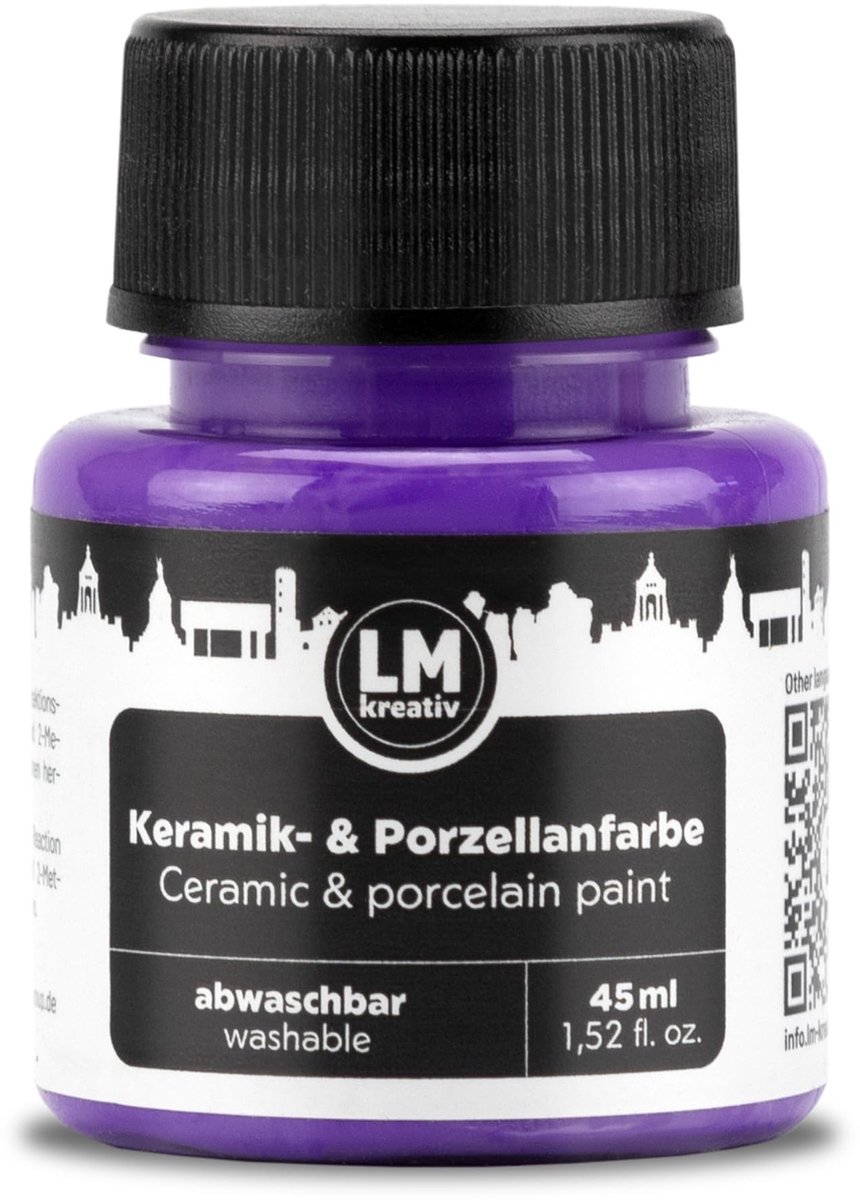 LM-Kreativ Porselein en Glasverf - Dekkende verf - Op Waterbasis - Hittebestendig - Violet - 45 ml