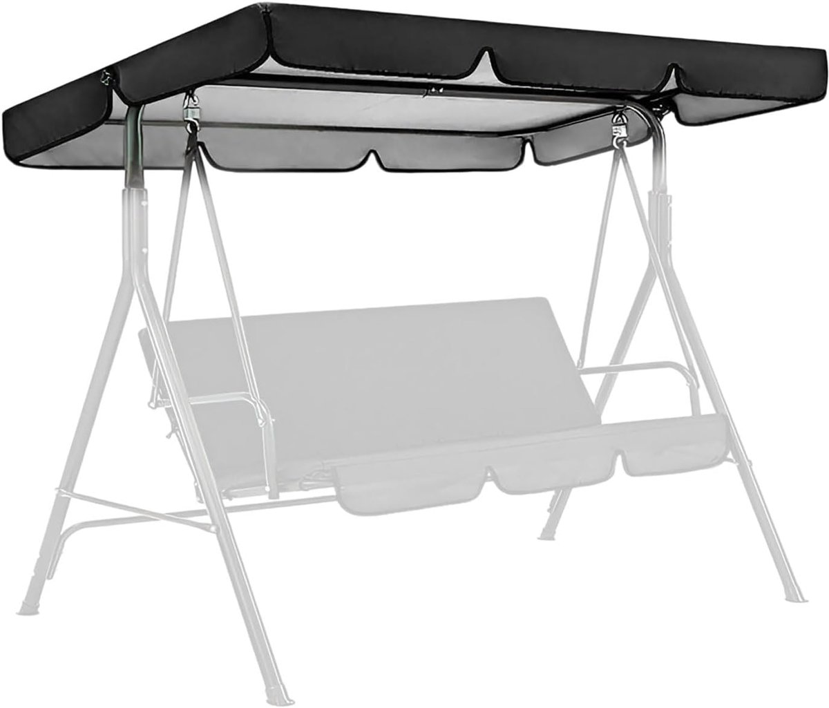 Schommelbank, dakhoes, 249 x 185 cm, waterdicht, duurzaam dak, universeel vervangend dak voor tuinschommel, Oxford-doek, schommelbank, zonnedak, 3-zits, uv-bescherming, 210D (zwart)