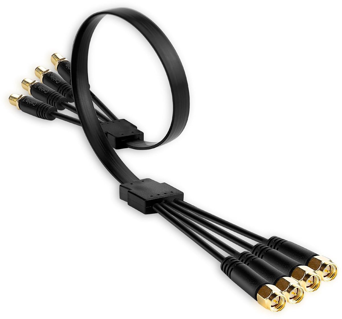 Doorvoer Plat Kabel voor 5G/LTE Antennes | Ultra-Dunne Laag-Verlies 4-in-1 Doorvoerkabel | SMA Male naar Female | Ideaal voor Ramen en Deuren, 50 cm