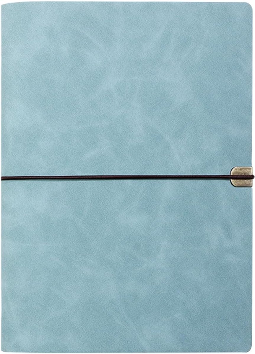 leer, A5, bruin, vintage dagboek, A5-ringband, navulbaar, Travelers Notebook, elegant leren dagboek om te schrijven en te schetsen, cadeau voor mannen en vrouwen (hemelsblauw)
