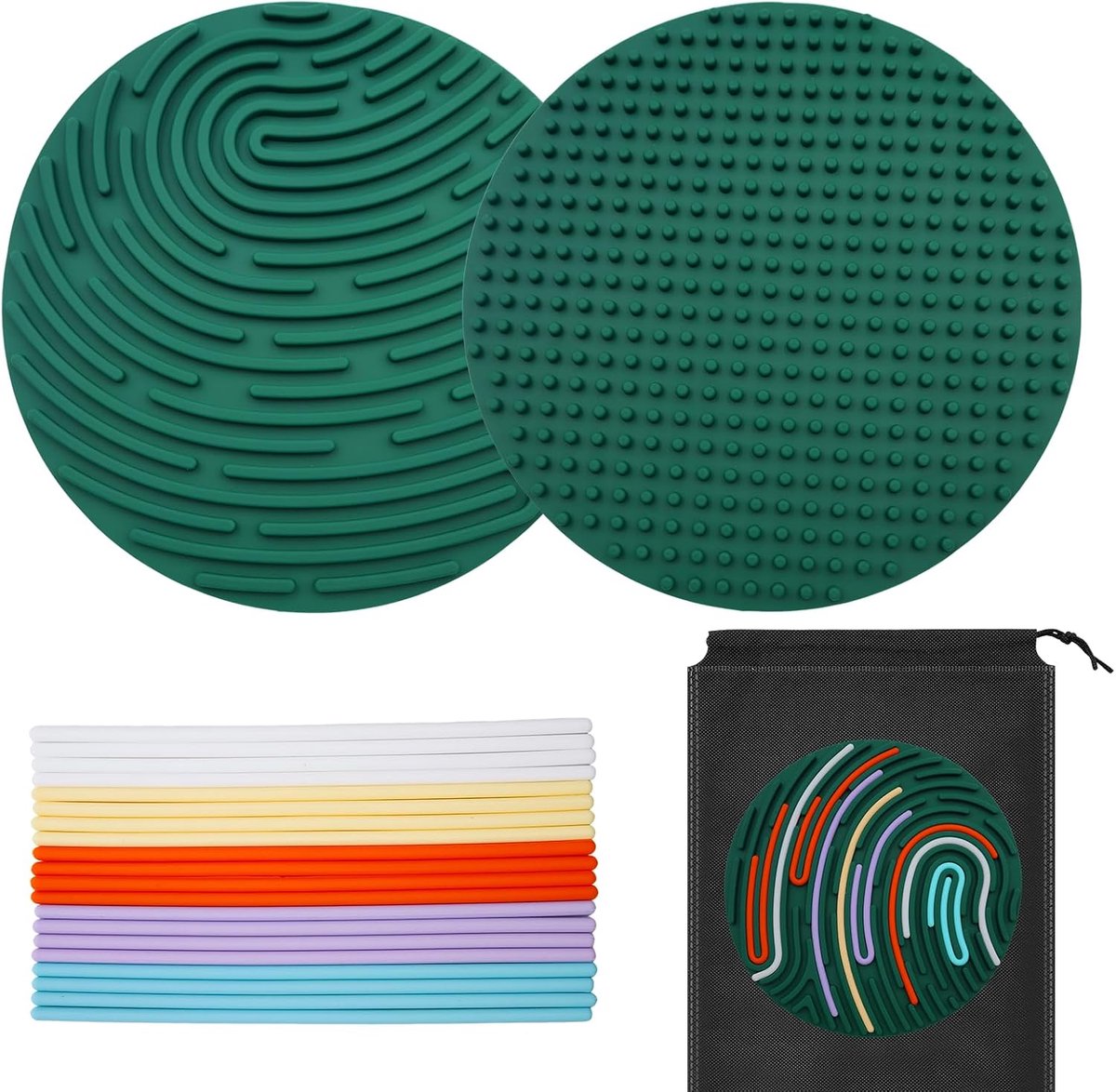 Sensory Activity Board sensorische activiteitskaart, siliconen fidget-speelgoed, sensorische kaart, fidget met 20 touwen en reistas voor kinderen van 3+ en volwassenen, ADHD, autisme, angst en