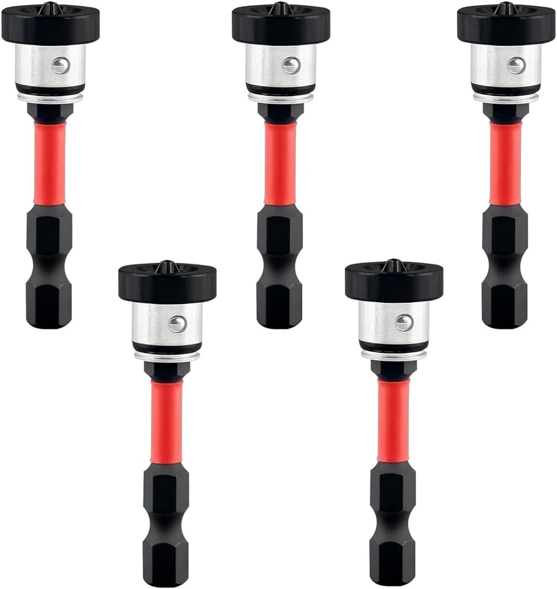 5 stuks gipsplaatbitopzetstukken, droogbouwschroevendraaier, 1/4 inch zeskantschacht magnetisch met diepteaanslag, rigips bit voor het verzinken van snelbouwschroeven