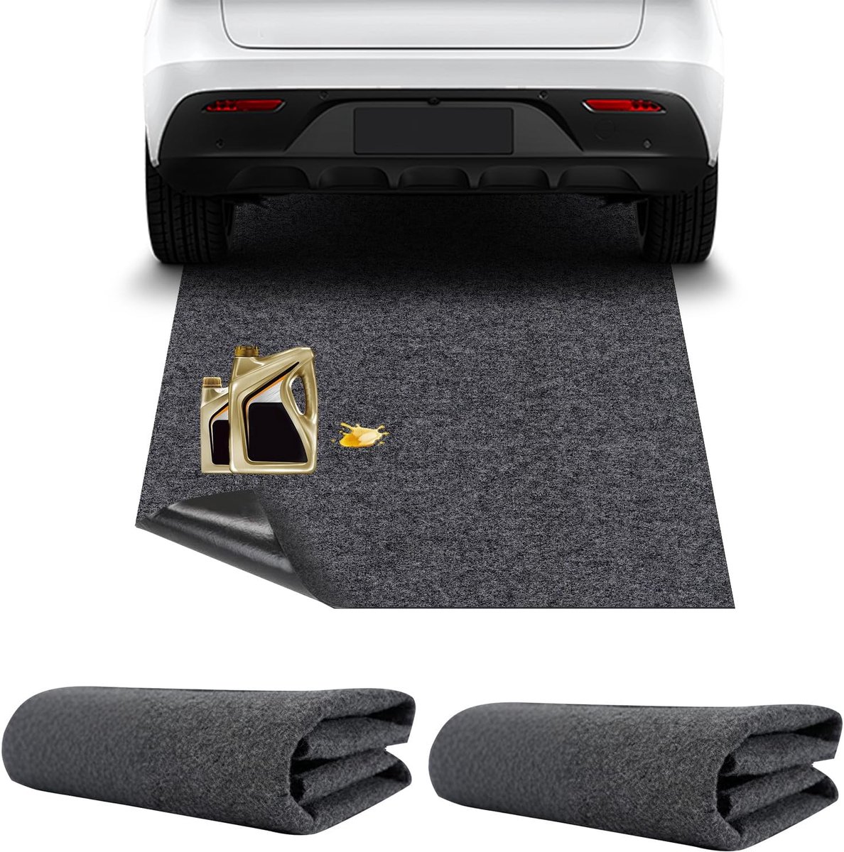 oliemat, 2 stuks olievlekverzamelmat met waterdichte rubberen achterkant onder auto absorberende mat beschermt tegen morsen, druppels en vlekken (90 x 150 cm)