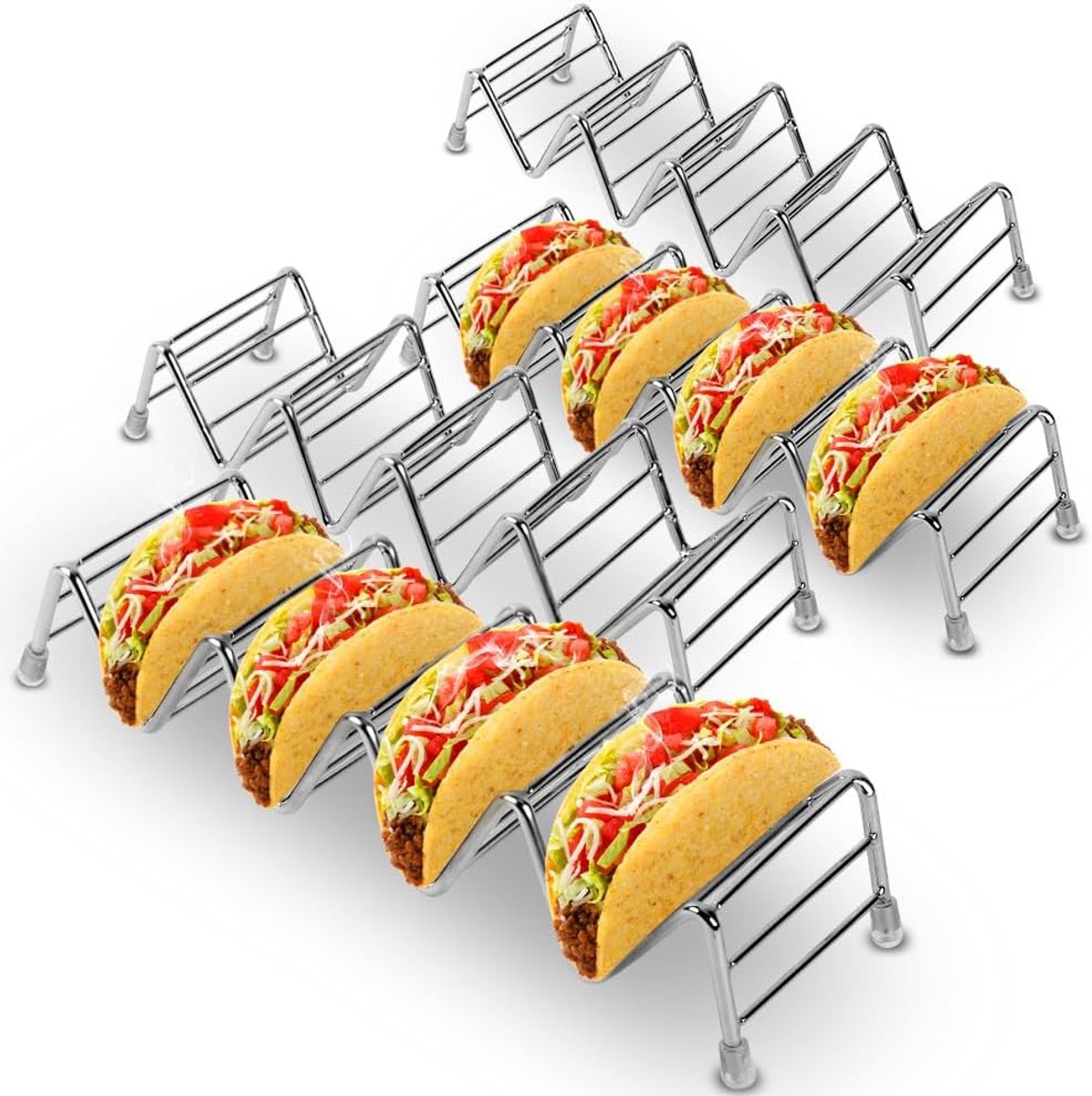 Set Van 4, Roestvrijstalen Taco Shell-houder Standaard Premium Roestvrijstalen Taco-standaardrek Voor Kinderen, Harde Of Zachte Taco's