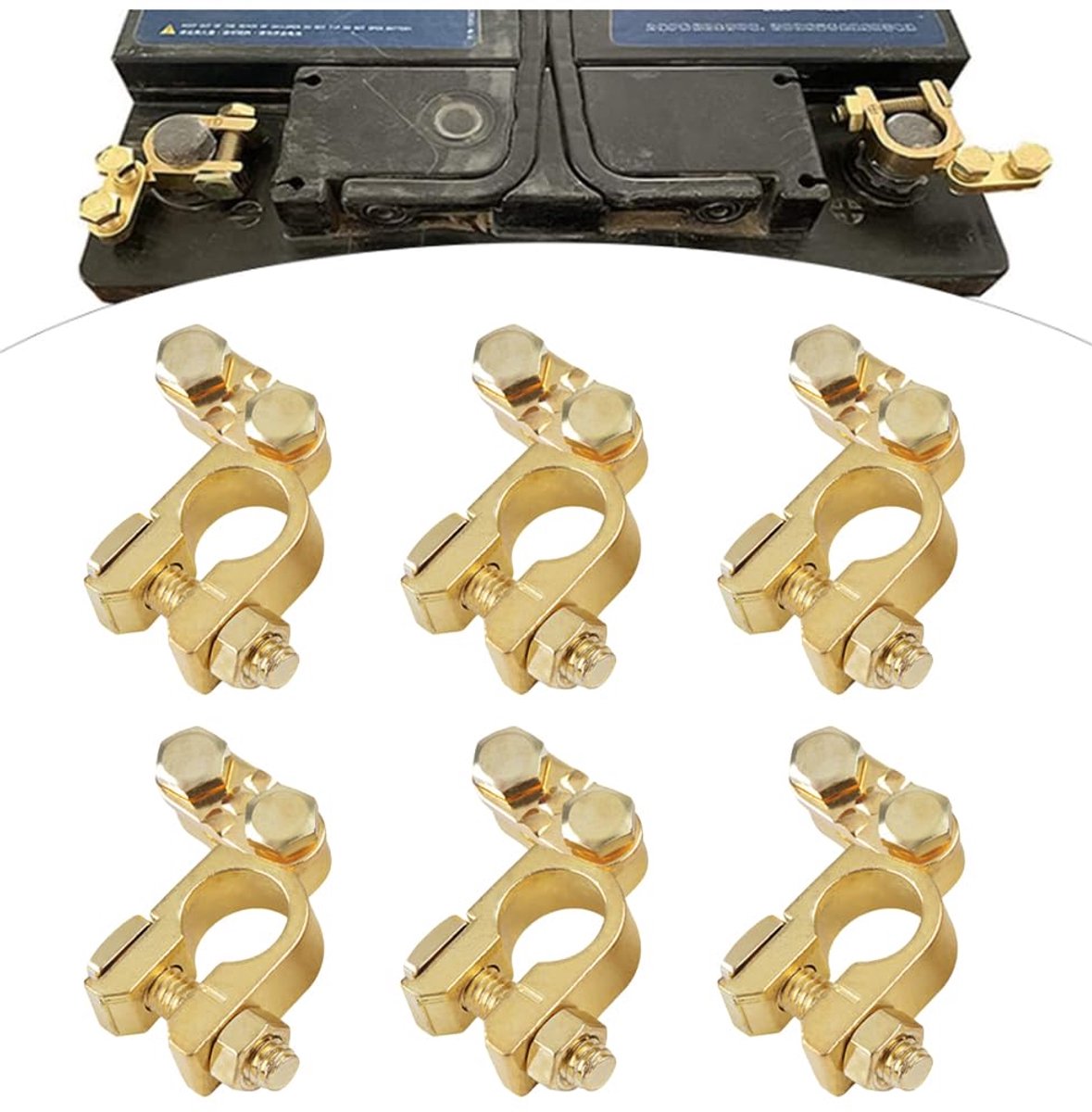 3 paar accuklemmen, 12 V, 24 V, accuklemmen, met M8 bouten, auto-accu, connectoren voor auto, boot, camper, caravan