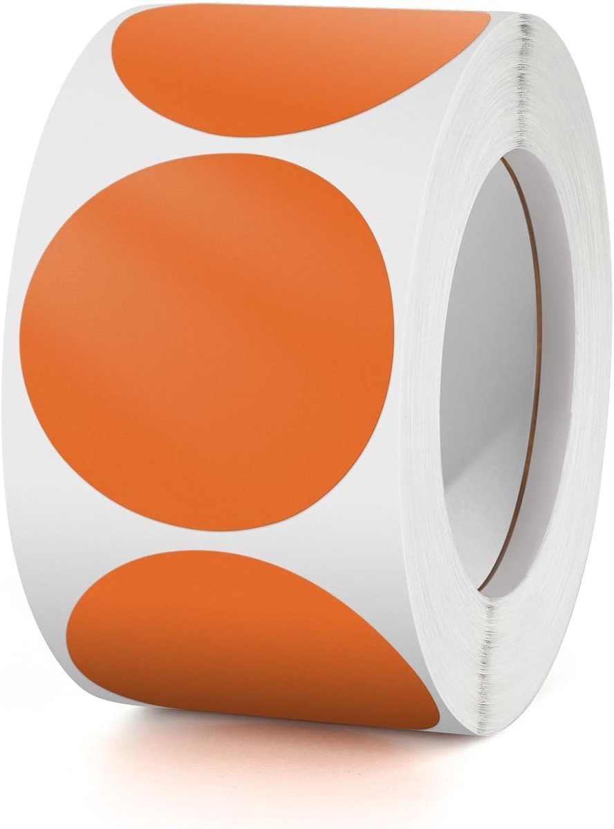 Stickers Oranje 38mm Zelfklevende Kleurcoderingsetiketten Rol Kleine