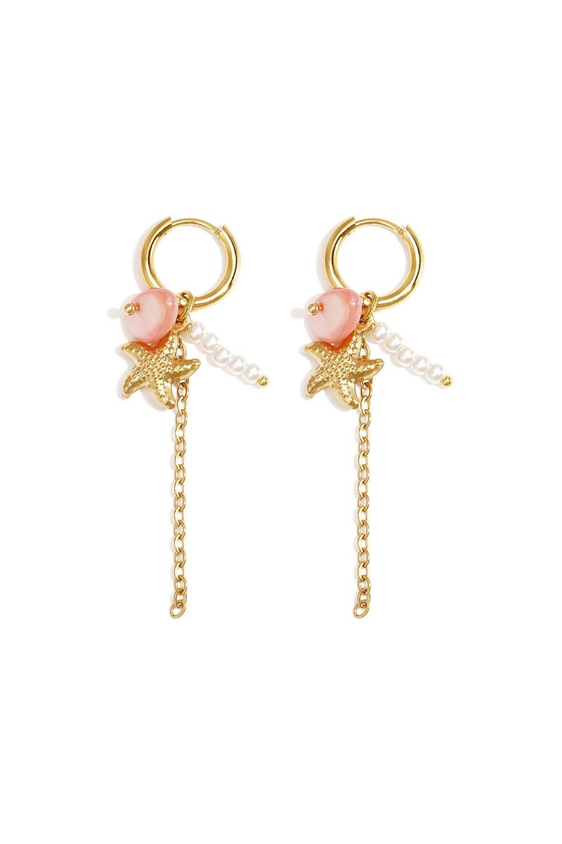 Romantic starfish beaded earrings for spring/summer - Roze