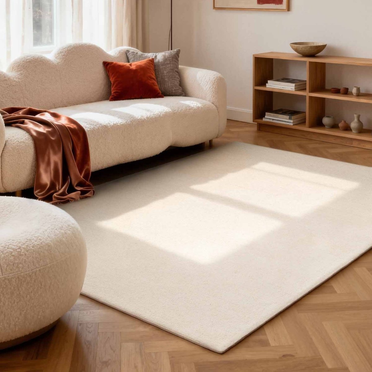 Elle Decoration Puristic wollen vloerkleed Knots Naturel/Wit - 140 x 200 cm - (M)
