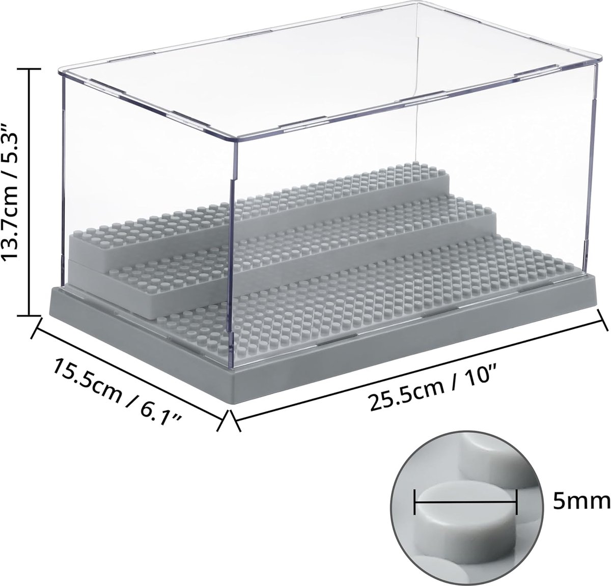 Shore Grijze 3 Laags Acryl Display Case, Studbasis Platen (2 Pak)