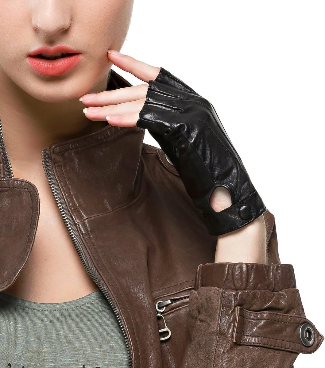 Handschoenen Nappa Lederen Half Vinger Vingerloze Handschoenen Fitness Gevoerde Handschoenen Voor Rijden Fietsen Motorrijden