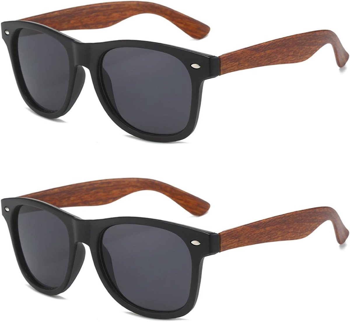 2 Stuks Retro Gepolariseerde Zonnebril Houten Patroon Vintage Shades Zonnebril voor Mannen & Vrouwen, 80's Retor Rijden Eyewear Vissen Golf