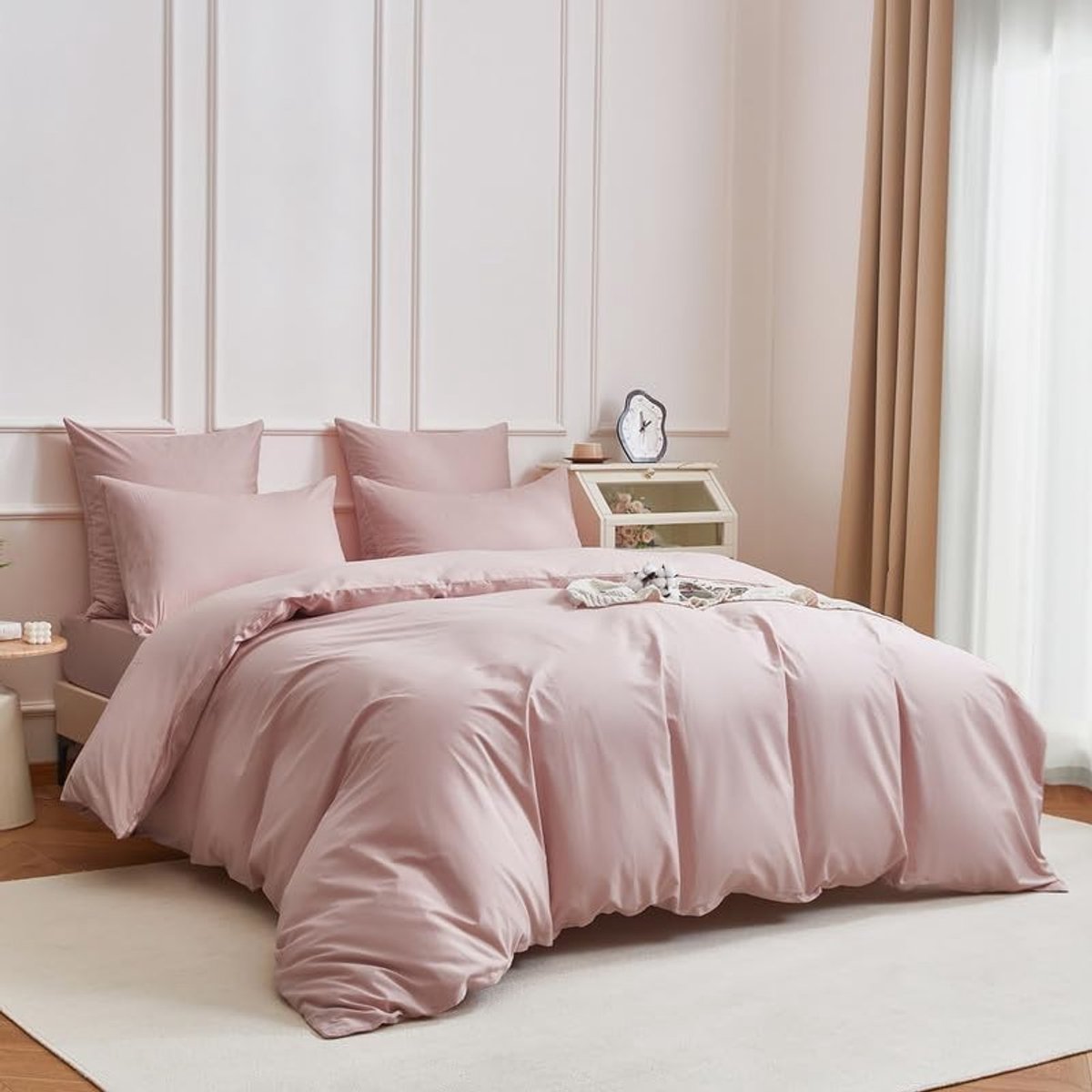 SnelShoppen - Gezu Mako-satijnen Beddengoedset 220 x 240 cm - Zacht Katoensatijn in Roze - Inclusief 2 Kussenslopen 80 x 80 cm - Oeko-Tex® Gecertifice