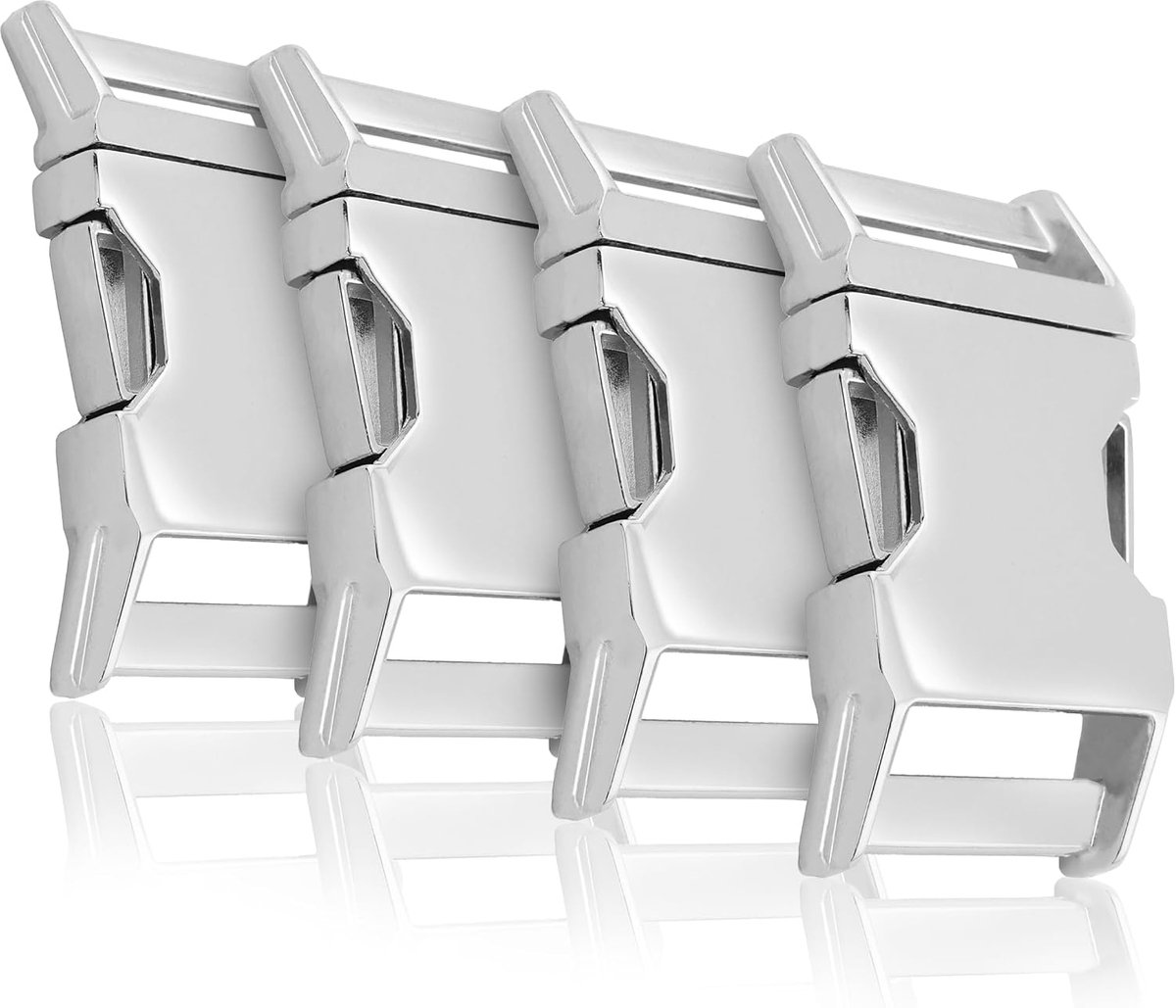 metalen kliksluiting 1 inch 25 mm, set van 4 stuks, zilver verchroomd, clipsluiting/steeksluiting voor paracord-armbanden, hondenhalsbanden, rugzakbanden, tassen, riemen en outdoor vervanging