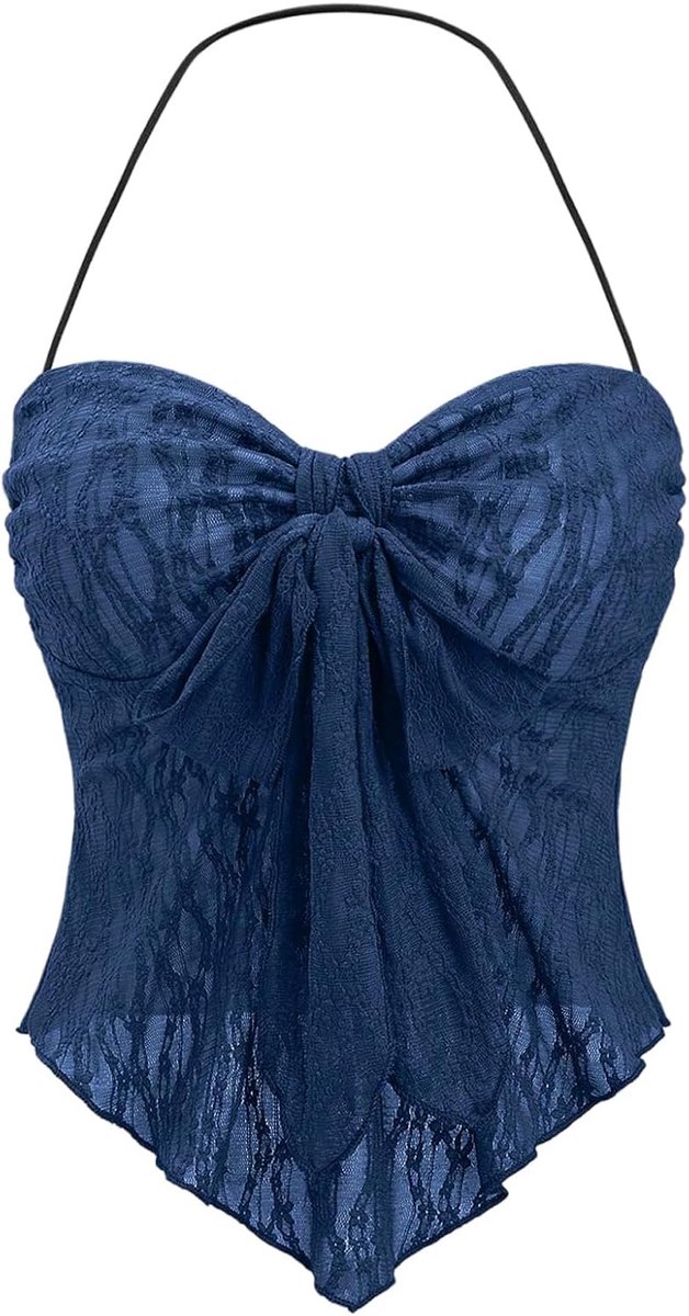 Y2K Crop Top voor dames, asymmetrisch bovenstuk, transparante zomertop