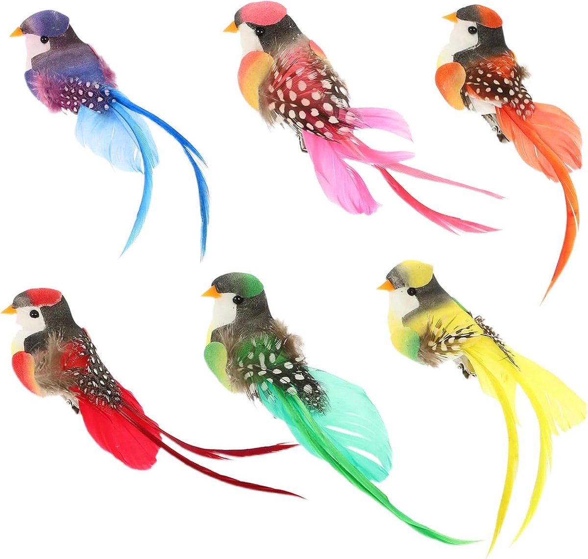 6 stuks kunstvogels, kunstvogels, veren, vogeldecoratie | Realistische vogelmodellen, decoratief, om op te hangen, voor landschap, tuin, bos, decoratie