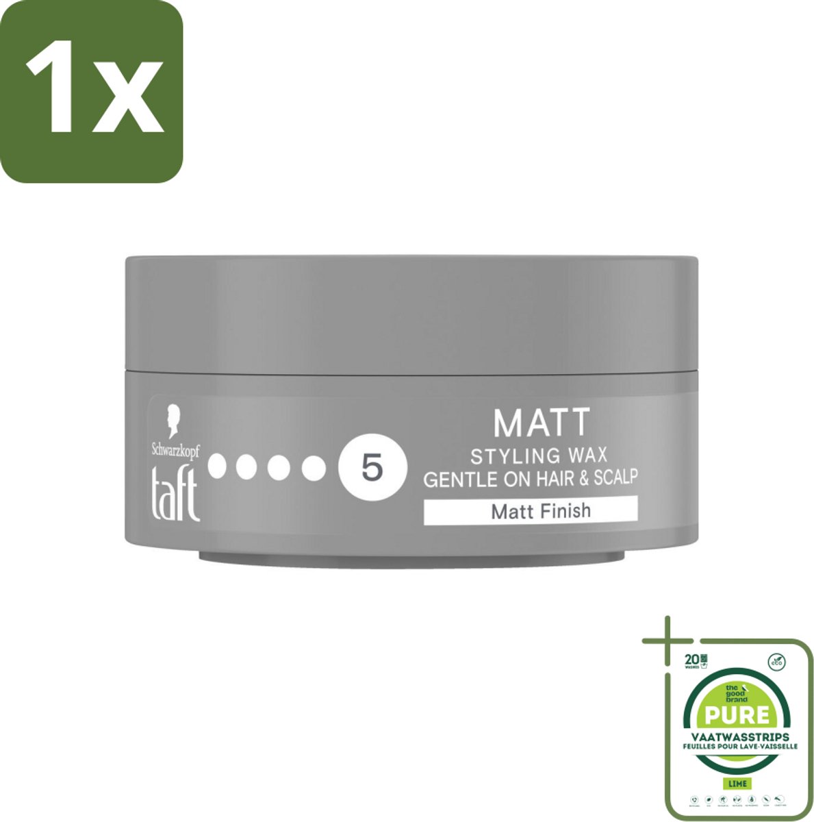 1 x Taft - Matt 5 - Styling Wax - Matterende finish - 75 ml - Haarwax - Matte Finish - Taft - Stylingproduct - Haarstyling