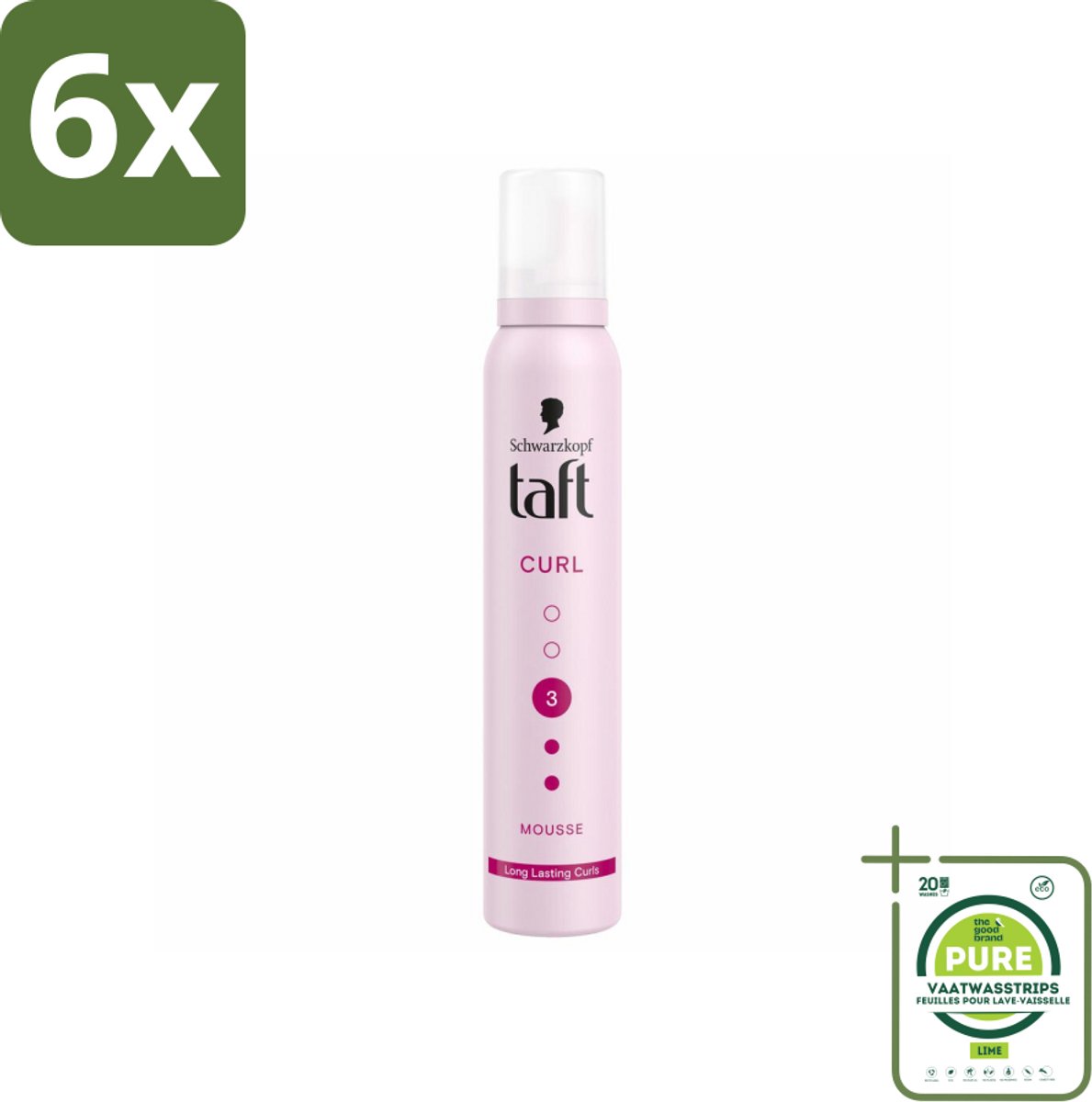 Taft - Haarmousse - Curl 3 - Gedefinieerde krullen - 200 ml - Voordeelverpakking - 6 stuks - Krullenmousse - Krullen definiëren