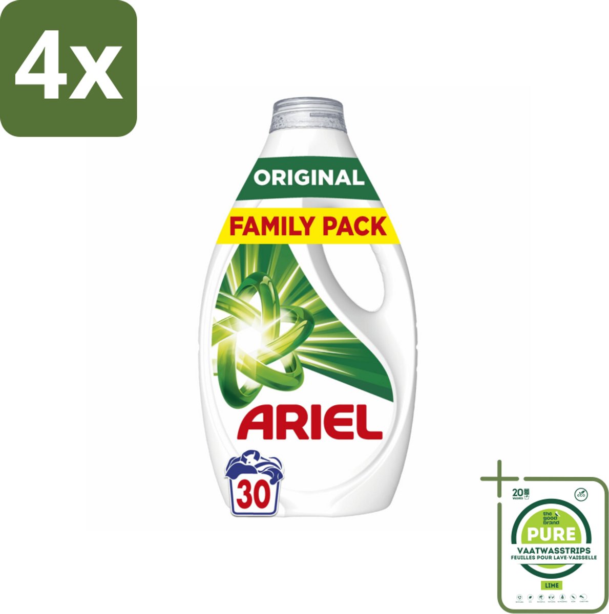 Ariel - Vloeibaar Wasmiddel - Original - 30 Wasbeurten - 1350 ml - Voordeelverpakking - 4 stuks - Wasmiddel - Ariel